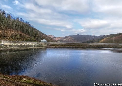 Blick über den Stausee der Odertalsperre