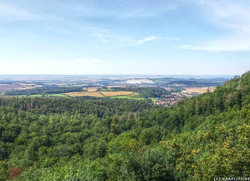 Aussicht vom Großen Bielstein auf das südliche Harzvorland bei Nordhausen