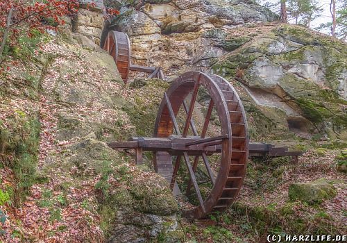 rekonstruierte Wasserräder der Regensteinmühle