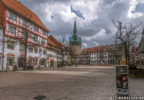 Kornmarkt in Osterode mit Marktkirche St. Aegidien