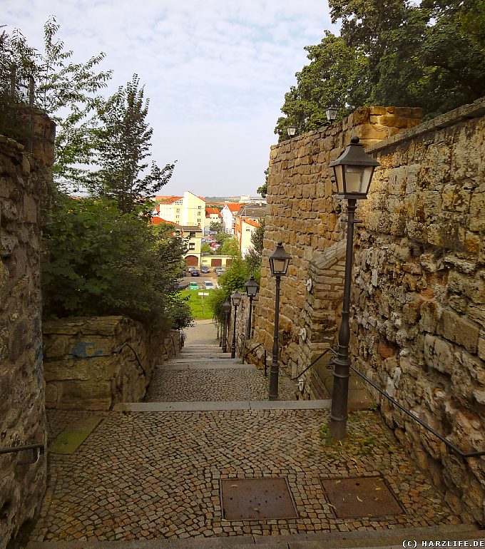 Stadtmauer mit Wassertreppe in Nordhausen