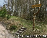 Abzweig vom Wanderweg zum Rastplatz