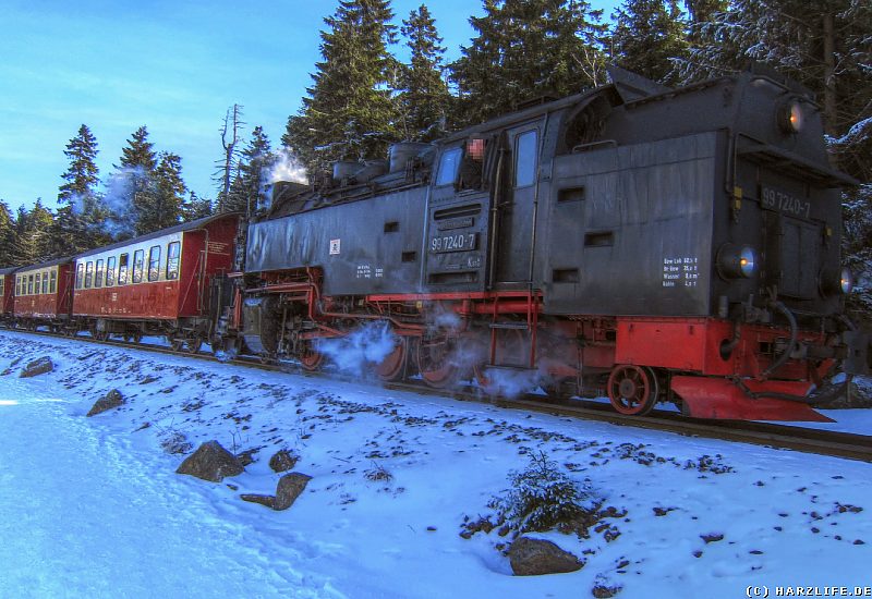 Die Brockenbahn auf der Rückfahrt nach Schierke