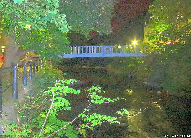 Die Katerstiegbrücke im Bodetal bei Thale bei Nacht