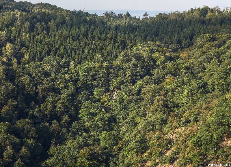 Blick vom Aussichtspunkt Prinzensicht auf das Bibrakreuz