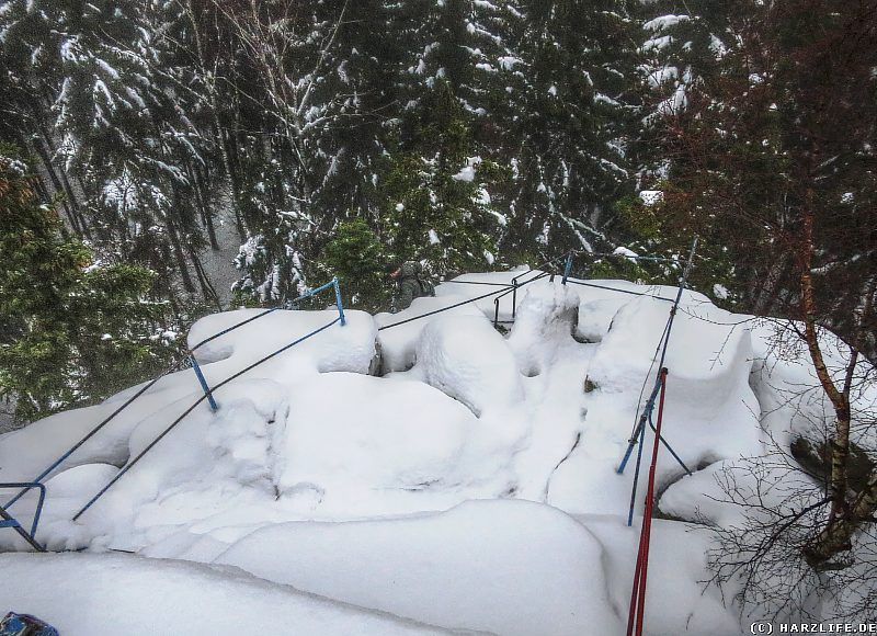 Der Aufstieg auf die Schnarcherklippe bei Eis und Schnee