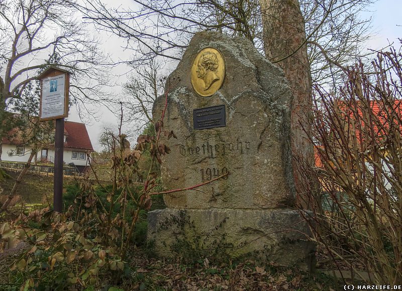 Der Goethestein im Goethepark von Elbingerode