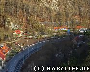 Aussicht vom Hohen Kleef zum Freibad Bodeperle